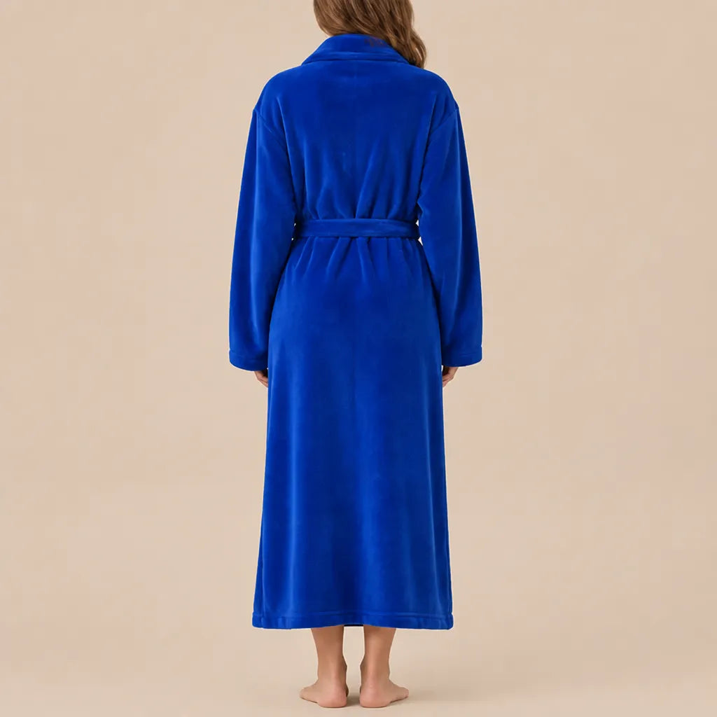 La boutique du peignoir Peignoir Femme Polaire - Long à Col Châle, Bleu Roi