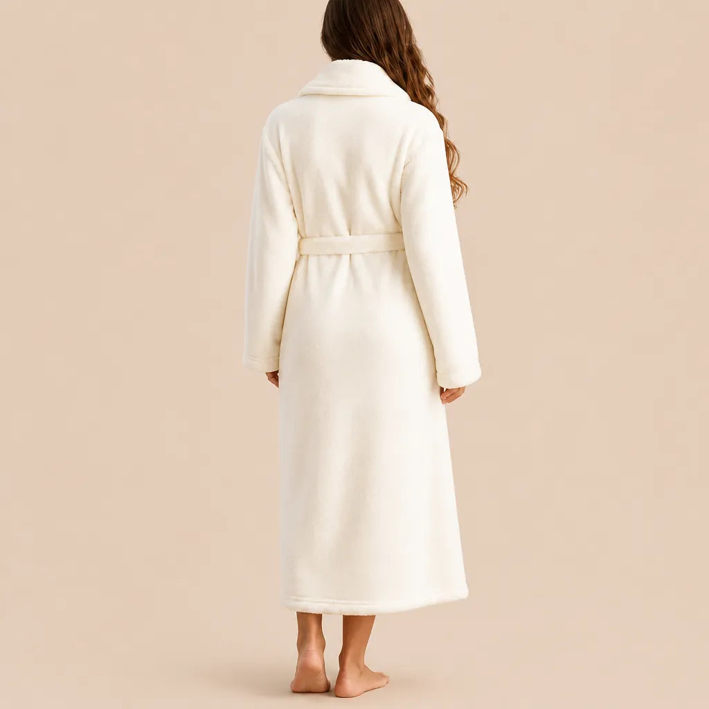 La boutique du peignoir Peignoir Femme Polaire - Long à Col Châle, Écru