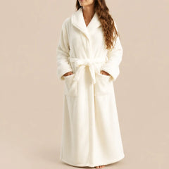 La boutique du peignoir Peignoir Femme Polaire - Long à Col Châle, Écru