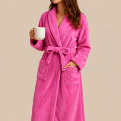 La boutique du peignoir Peignoir Femme Polaire - Long à Col Châle, Fuchsia