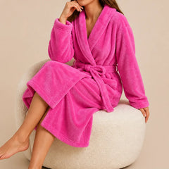 La boutique du peignoir Peignoir Femme Polaire - Long à Col Châle, Fuchsia