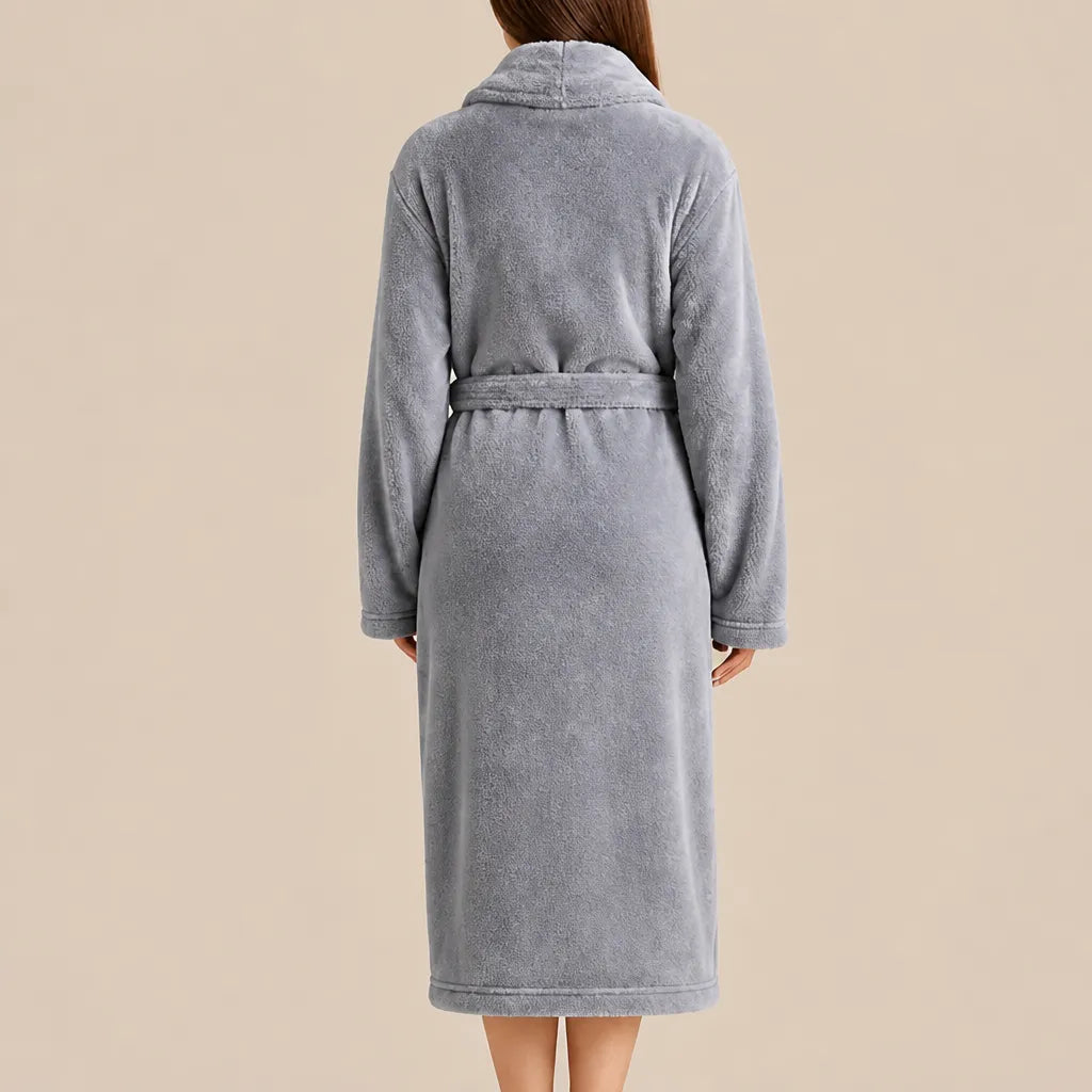 La boutique du peignoir Peignoir Femme Polaire - Long à Col Châle, Gris