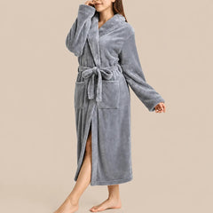 La boutique du peignoir Peignoir Femme Polaire - Long à Col Châle, Gris