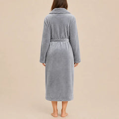 La boutique du peignoir Peignoir Femme Polaire - Long à Col Châle, Gris