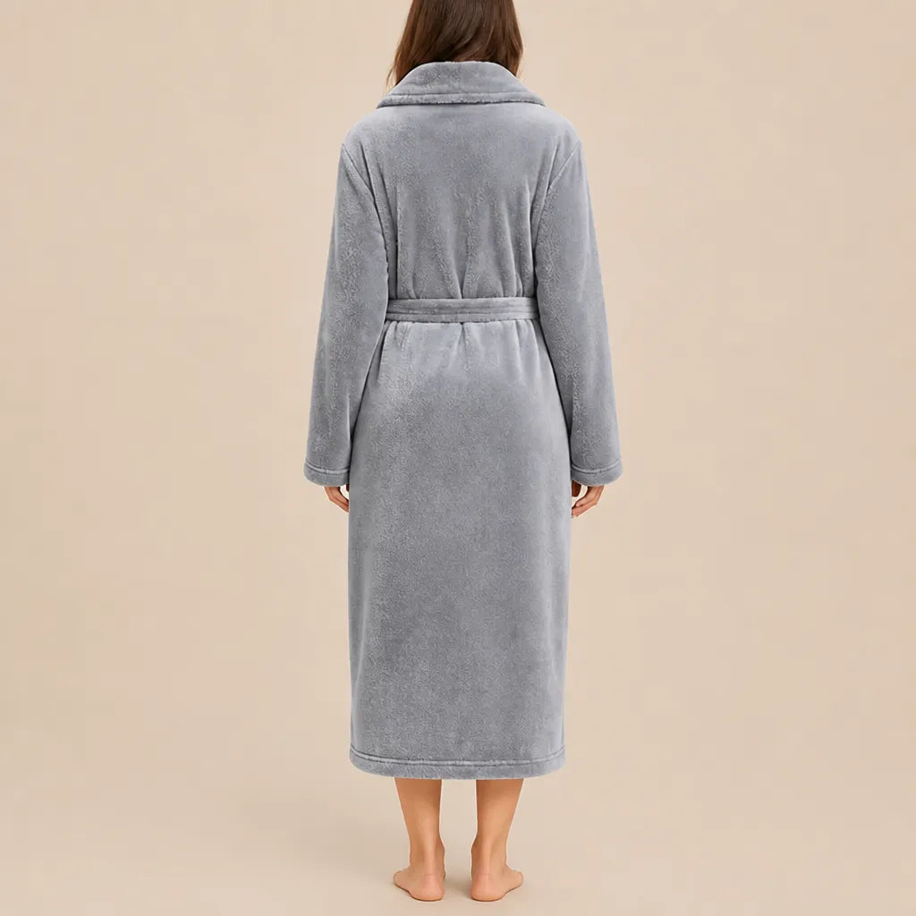 La boutique du peignoir Peignoir Femme Polaire - Long à Col Châle, Gris