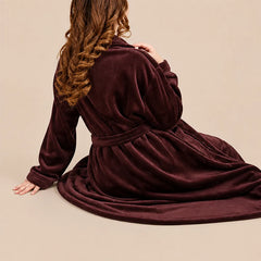 La boutique du peignoir Peignoir Femme Polaire - Long à Col Châle, Marron Chocolat