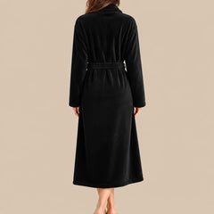 La boutique du peignoir Peignoir Femme Polaire - Long à Col Châle, Noir