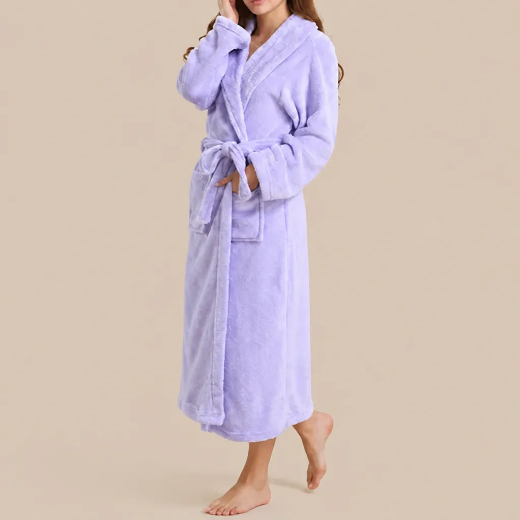 La boutique du peignoir Peignoir Femme Polaire - Long à Col Châle, Parme