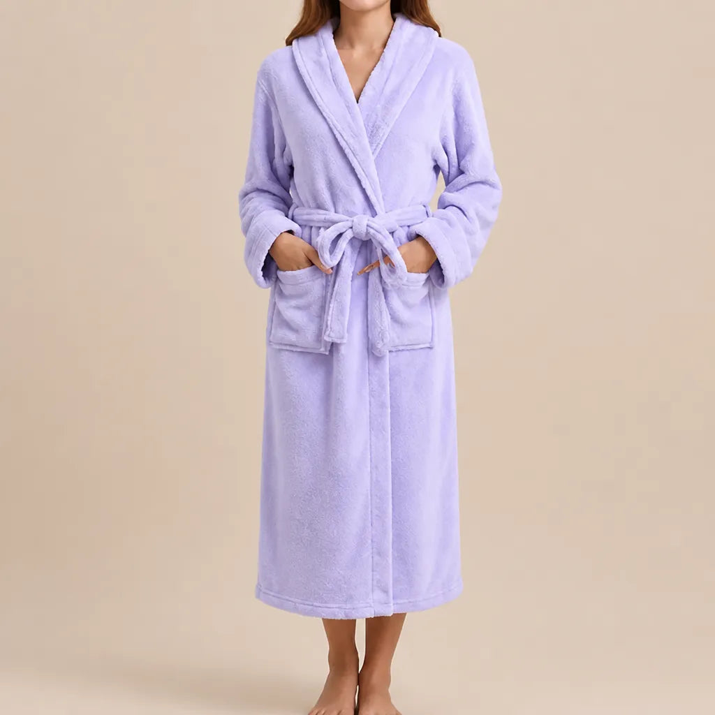 La boutique du peignoir Peignoir Femme Polaire - Long à Col Châle, Parme