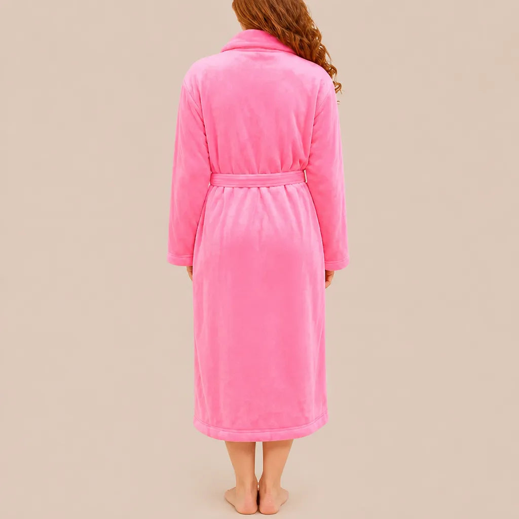 La boutique du peignoir Peignoir Femme Polaire - Long à Col Châle, Rose Bonbon