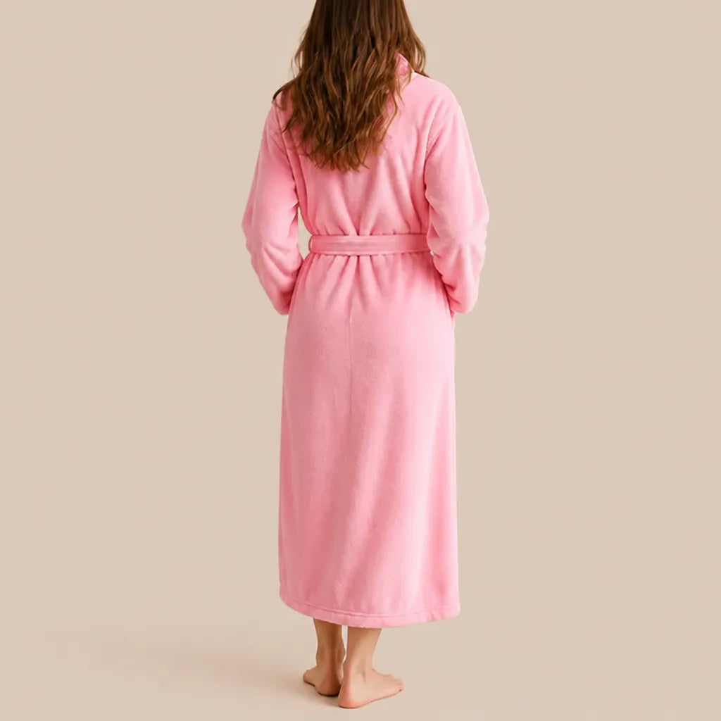 La boutique du peignoir Peignoir Femme Polaire - Long à Col Châle, Rose Poudré