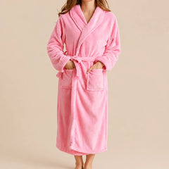 La boutique du peignoir Peignoir Femme Polaire - Long à Col Châle, Rose Poudré