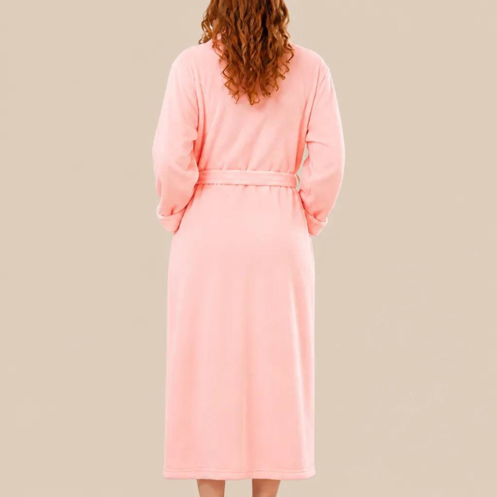 La boutique du peignoir Peignoir Femme Polaire - Long à Col Châle, Rose Saumon