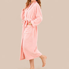 La boutique du peignoir Peignoir Femme Polaire - Long à Col Châle, Rose Saumon