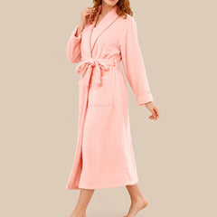 La boutique du peignoir Peignoir Femme Polaire - Long à Col Châle, Rose Saumon