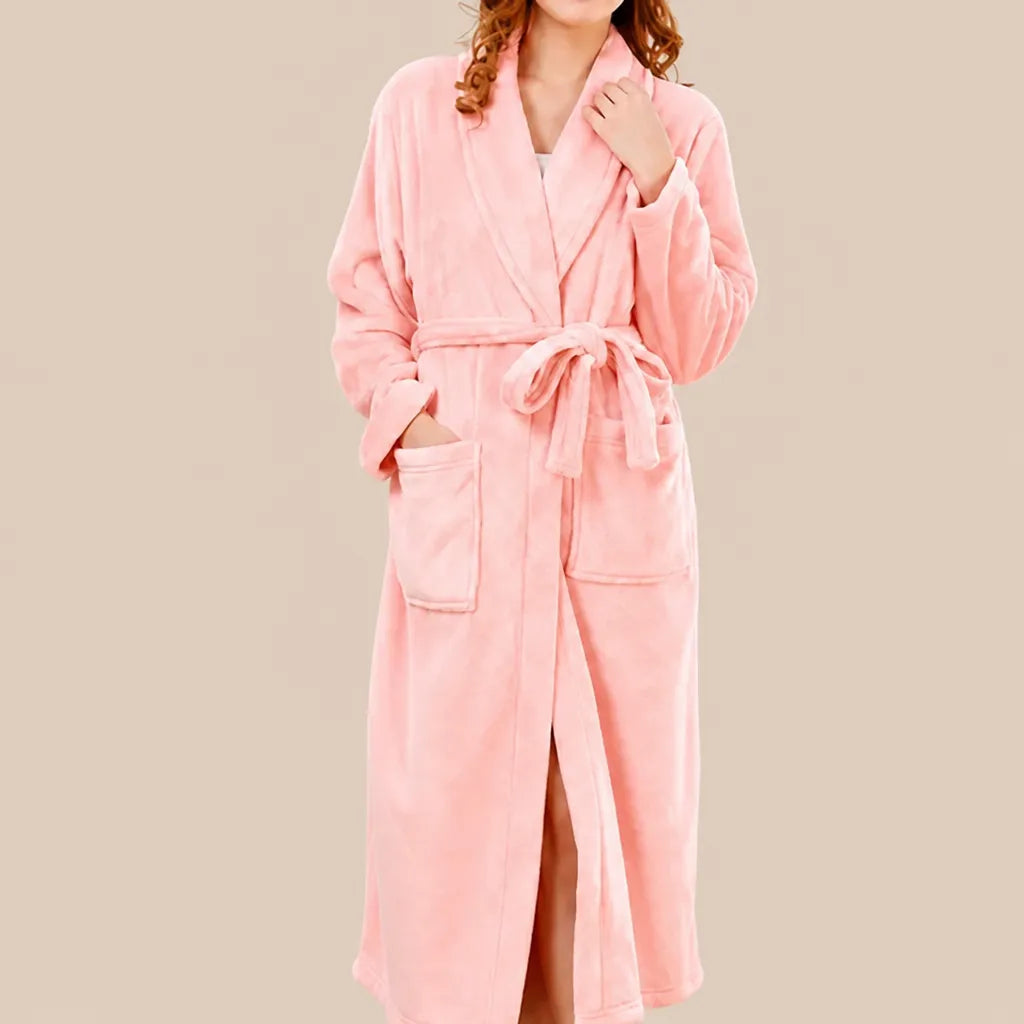 La boutique du peignoir Peignoir Femme Polaire - Long à Col Châle, Rose Saumon