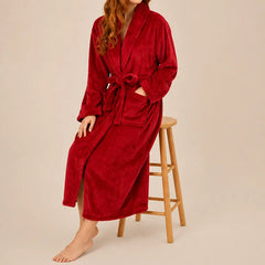 La boutique du peignoir Peignoir Femme Polaire - Long à Col Châle, Rouge