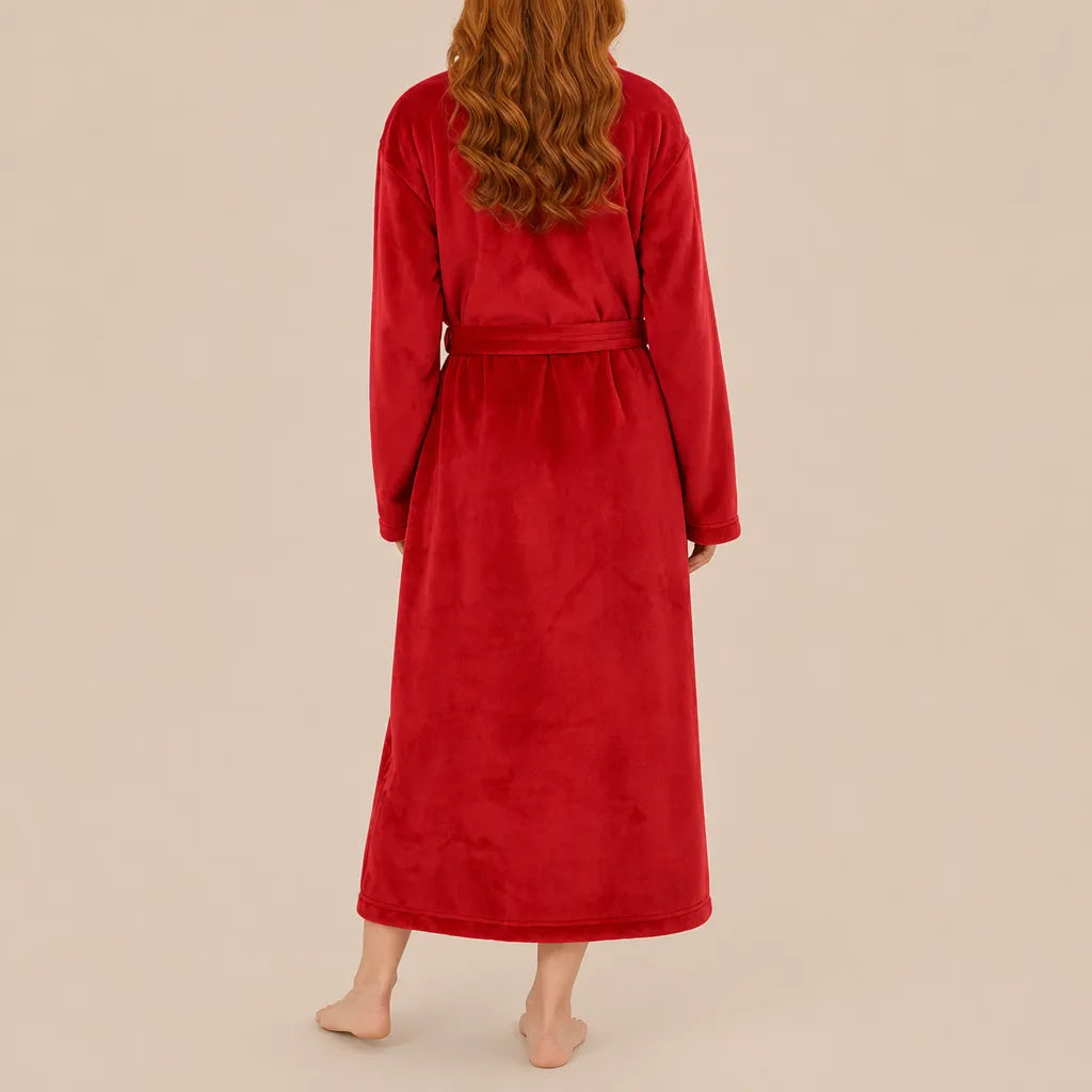 La boutique du peignoir Peignoir Femme Polaire - Long à Col Châle, Rouge