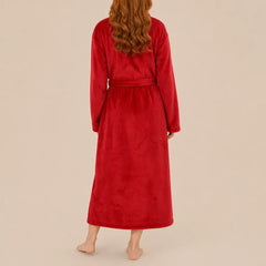 La boutique du peignoir Peignoir Femme Polaire - Long à Col Châle, Rouge