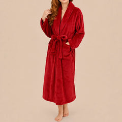 La boutique du peignoir Peignoir Femme Polaire - Long à Col Châle, Rouge