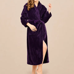 La boutique du peignoir Peignoir Femme Polaire - Long à Col Châle, Violet Prune