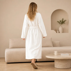 La boutique du peignoir Peignoir Femme Polaire - Long à Liseré, Blanc