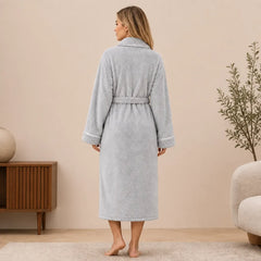 La boutique du peignoir Peignoir Femme Polaire - Long à Liseré, Gris Clair
