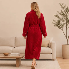 La boutique du peignoir Peignoir Femme Polaire - Long à Liseré, Rouge