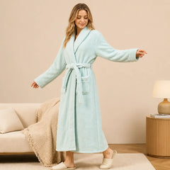 La boutique du peignoir Peignoir Femme Polaire - Long à Liseré, Vert d'Eau