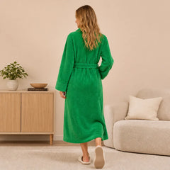 La boutique du peignoir Peignoir Femme Polaire - Long à Liseré, Vert Émeraude