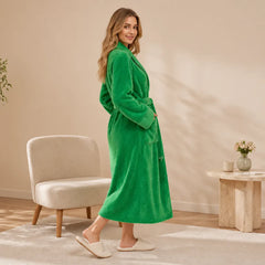 La boutique du peignoir Peignoir Femme Polaire - Long à Liseré, Vert Émeraude