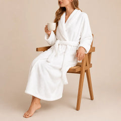 La boutique du peignoir Peignoir Femme Polaire - Long Gaufré, Blanc