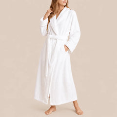 La boutique du peignoir Peignoir Femme Polaire - Long Gaufré, Blanc
