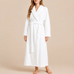 La boutique du peignoir Peignoir Femme Polaire - Long Gaufré, Blanc