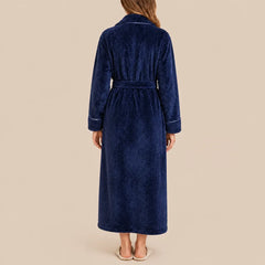 La boutique du peignoir Peignoir Femme Polaire - Long Gaufré, Bleu Marine
