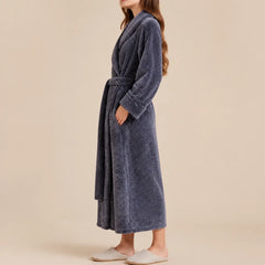 La boutique du peignoir Peignoir Femme Polaire - Long Gaufré, Gris Anthracite