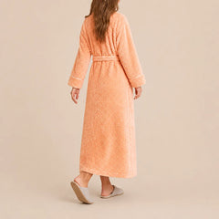 La boutique du peignoir Peignoir Femme Polaire - Long Gaufré, Orange Abricot