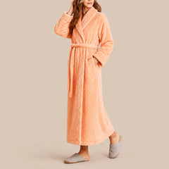 La boutique du peignoir Peignoir Femme Polaire - Long Gaufré, Orange Abricot