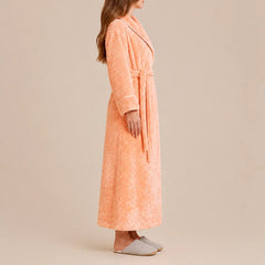 La boutique du peignoir Peignoir Femme Polaire - Long Gaufré, Orange Abricot