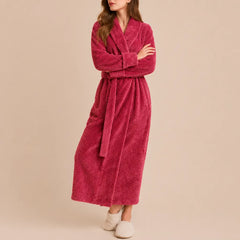 La boutique du peignoir Peignoir Femme Polaire - Long Gaufré, Rose Framboise