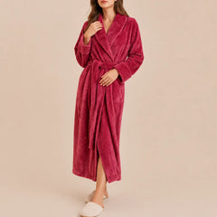 La boutique du peignoir Peignoir Femme Polaire - Long Gaufré, Rose Framboise