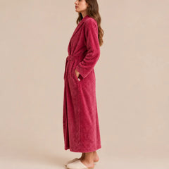 La boutique du peignoir Peignoir Femme Polaire - Long Gaufré, Rose Framboise