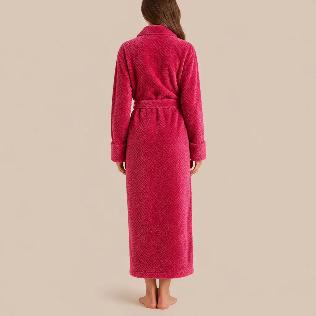 La boutique du peignoir Peignoir Femme Polaire - Long Gaufré, Rose Framboise