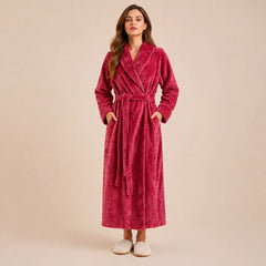 La boutique du peignoir Peignoir Femme Polaire - Long Gaufré, Rose Framboise