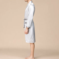 La boutique du peignoir Peignoir Homme Luxe - Kimono en Satin, Blanc Argenté
