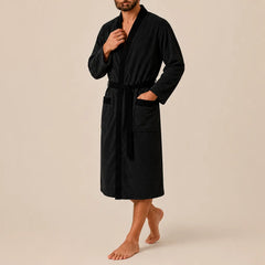 La boutique du peignoir Peignoir Homme Nid d'Abeille - Kimono à Bordure Noire, Noir