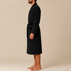 La boutique du peignoir Peignoir Homme Nid d'Abeille - Kimono à Bordure Noire, Noir