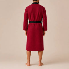 La boutique du peignoir Peignoir Homme Nid d'Abeille - Kimono à Bordure Noire, Rouge