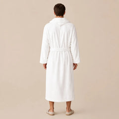 La boutique du peignoir Peignoir Homme Polaire - Long à Liseré, Blanc