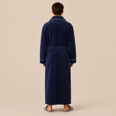 La boutique du peignoir Peignoir Homme Polaire - Long à Liseré, Bleu Marine